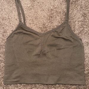 Olive Green Ribbed Tank Top